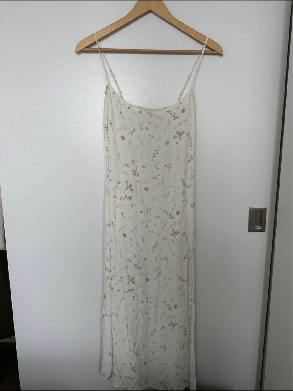 Aritzia Cream Floral Slip Midi Dress - affogato